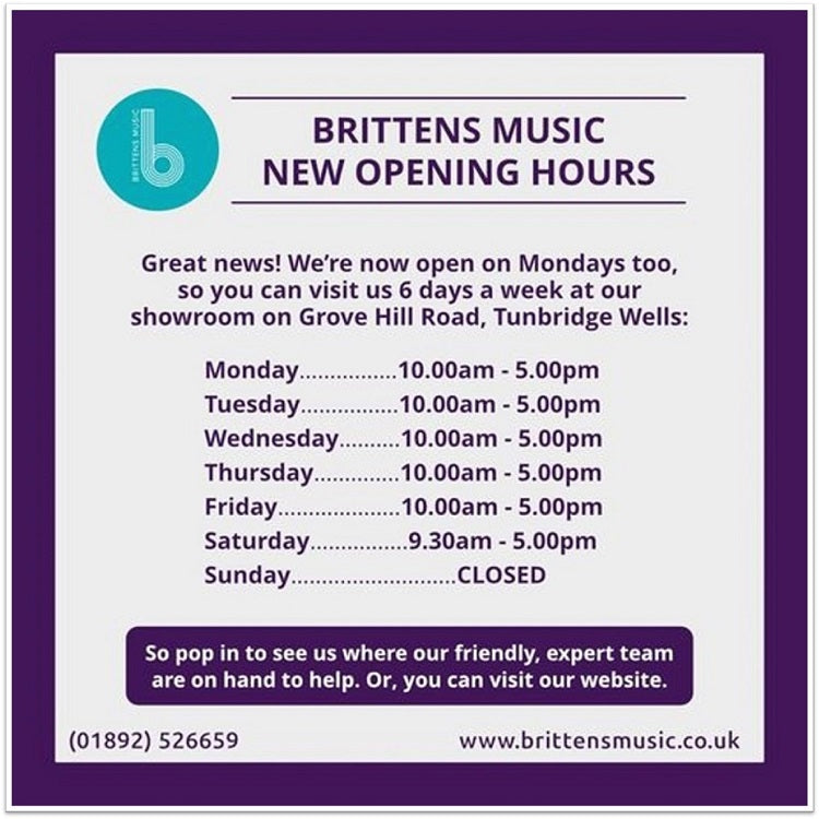 Brittens Music New Opening Hours