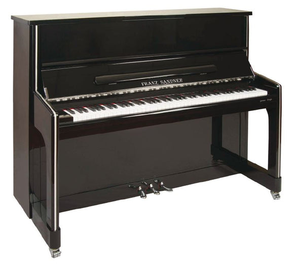 Sandner Upright Piano in Polished black with Chrome Trim SP-210A