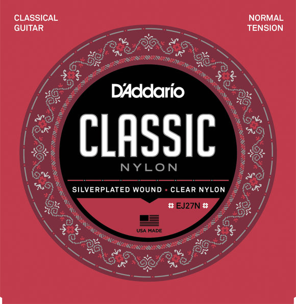 D'Addario Classic Nylon EJ27N Classical Guitar String Set - Normal Tension