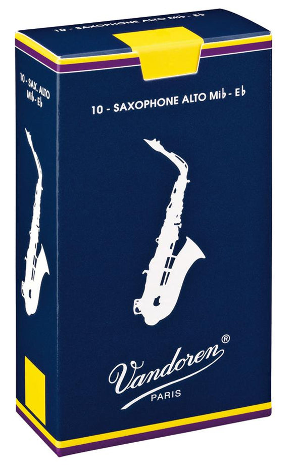 Vandoren Traditional Alto Sax Reed - Strength 1 5 in a box of 10 reeds