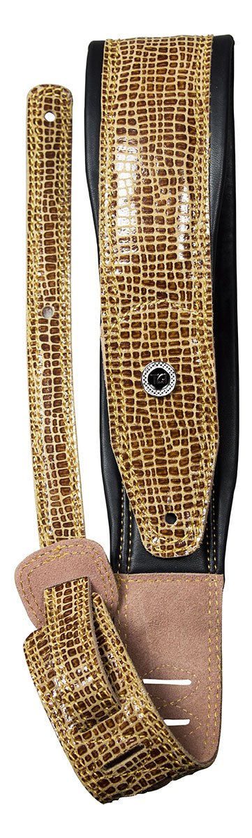 Guitar Strap - Padded Leather - Red Snakeskin Pattern