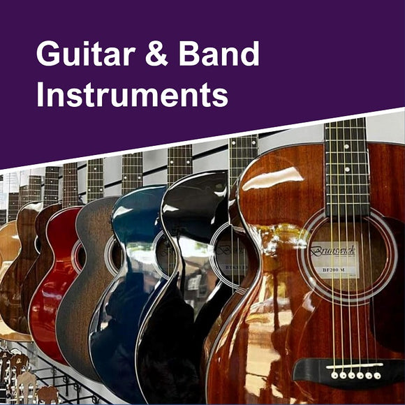Acoustic Classical and Semi Acoustic and Electric Guitar and Band Instruments for sale from our Brittens Music Tunbridge Wells and New Haw Shops in Kent and Surrey
