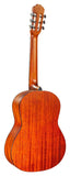 Jose Ferrer Melosa 3/4 size classical guitar with a mahogany finish and black  binding - rear view