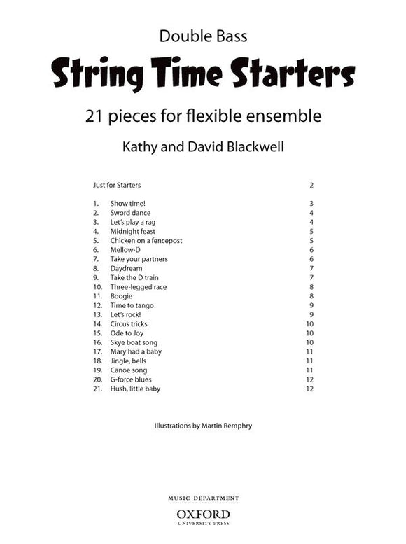String Time Starters Double Bass Book 21 Pieces For Flexible Ensemble Wth Cd
