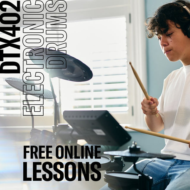 Yamaha DTX-402 - Free Online Drum Lessons when you buy a DTX-402 Yamaha electronic drum kit from Brittens Music