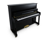 DU-123 Danemann upright in polished black finish - top front angle view
