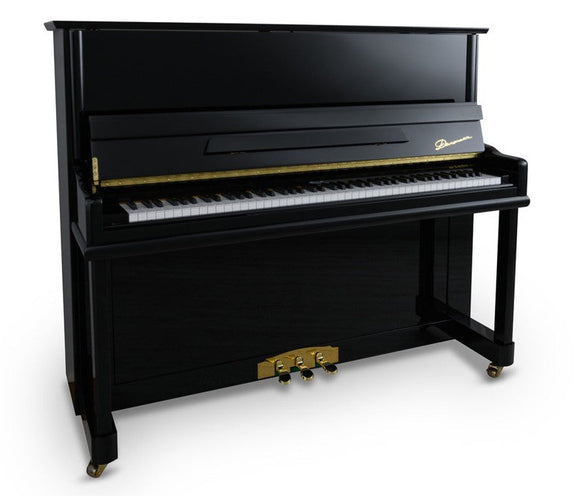 DU-123 Danemann upright in polished black finish - front angle view