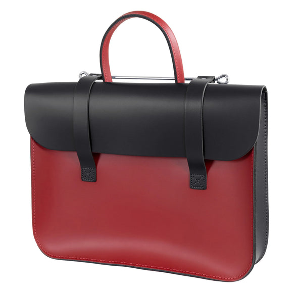 Oxford Traditional Leather Music Case Black with Red Front