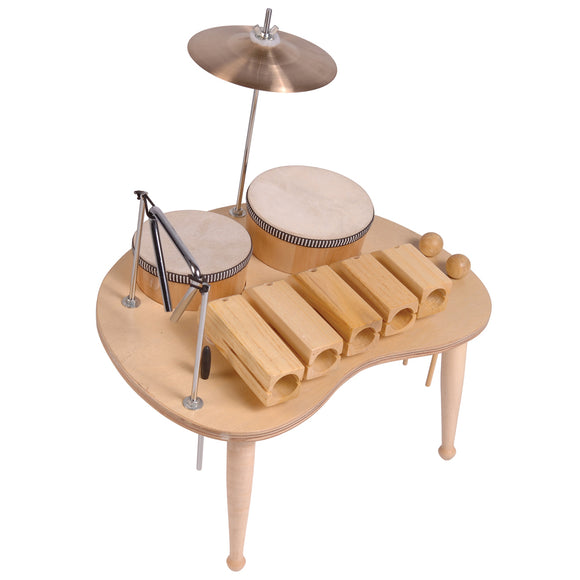 PP World Woodblock Conga Triangle and Cymbal Table Set