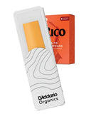 Rico by D'Addario single Alto Sax reed Strength 3.5 in front of a box of reeds on a white background
