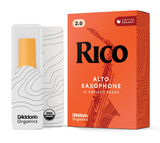 Rico by D'Addadrio Alto Sax Reed - Strength 2.0 in packaging showing a Pack of 10 Box and 2 individual reeds on a white background