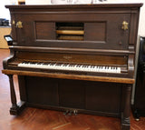 Whitney Upright Piano in Dark Oak, Front View