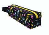 Pencil Case Notes Black with Coloured Print