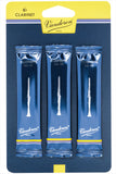 Pack of 3 Vandoren Bb clarinet reeds Strength 1.5,  in blue packaging with yellow accents