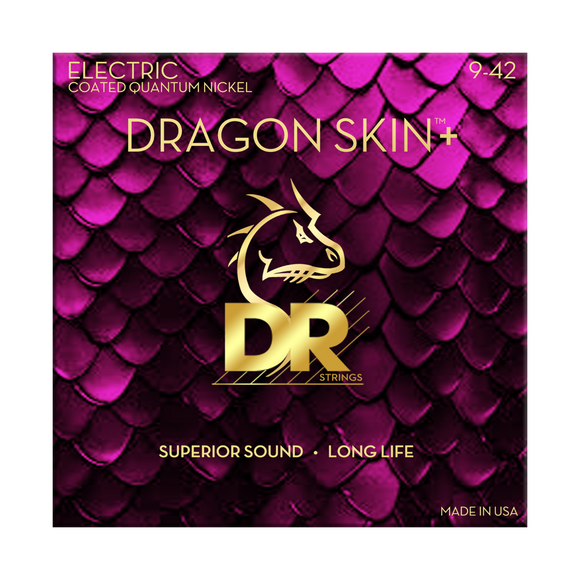 DR Dragon Skin™+ Electric Guitar Strings Coated Quantum Nickel 9-42