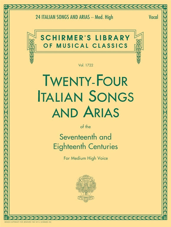 Twenty Four Italian Songs And Arias Of The 17Th 18Th Centuries Medium High Voice