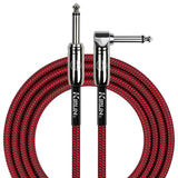 Kirlin Fabric Braided Cable 10Ft Straight To Angle Connectors Red
