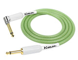 Kirlin Fabric Gel Guitar Lead 20' Straight to Angle Green