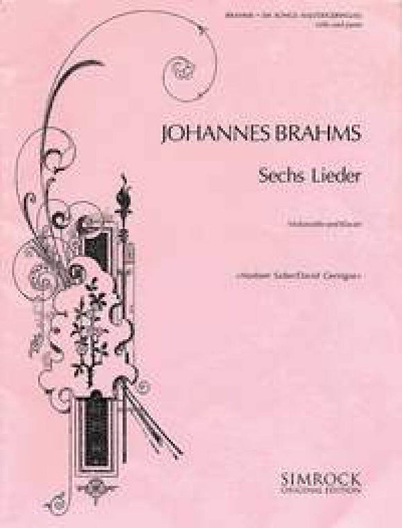Brahms: Six Songs For Cello And Piano Edited By Salter