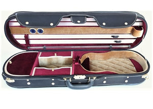 Violin Case Super Deluxe in black with red and tan quilted inside