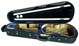 V Shaped Super Deluxe Violin Case in Black with blue and tan interior