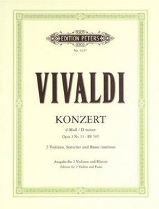 Vivaldi Concerto In D Minor Opus 3 No 11 For 2 Violins  and  Keyboard