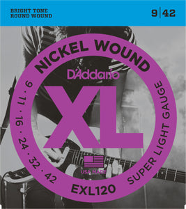 D'Addario Nickel Wound EXL120 - 9-42 Super Light Gauge Electric Set