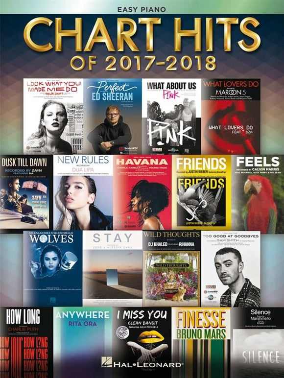 Chart Hits Of 2017 to 2018 for Easy Piano