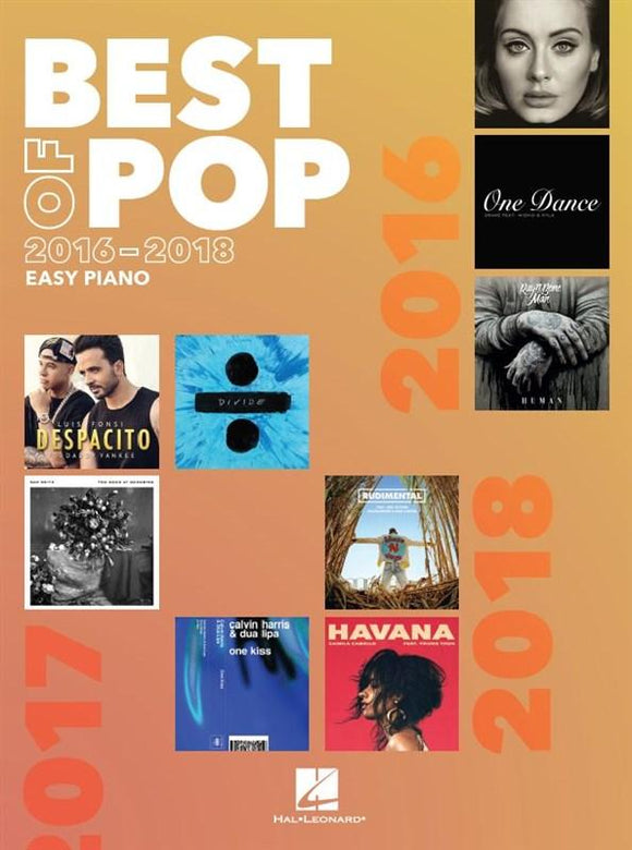 Best Of Pop 2016 to 2018 arranged for Easy Piano