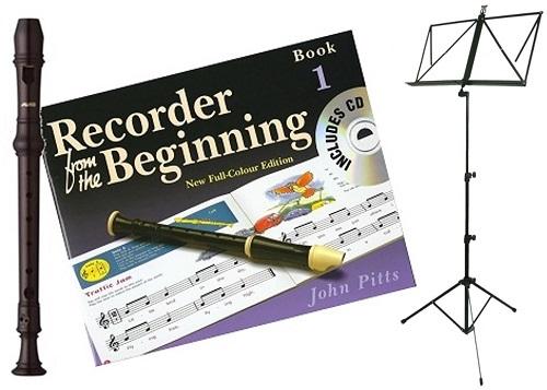 Aulos AU303 Descant Recorder with Music Stand bundle