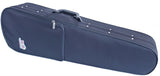 Lightweight V shaped violin case in blue with cream interior 