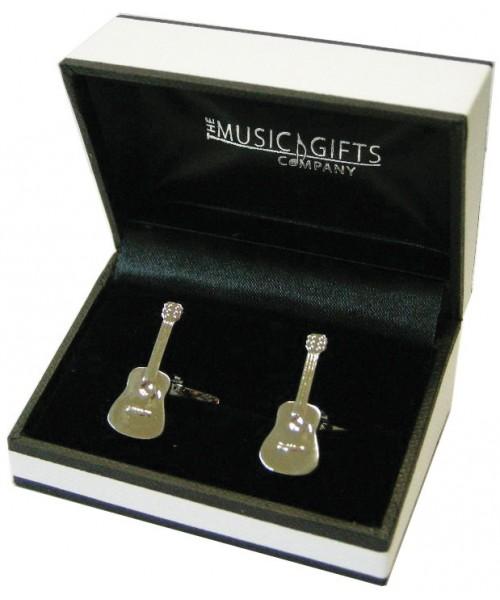 Silver plated Cufflinks Acoustic Guitar
