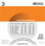 D'Addario Phosphor Bronze EJ15 - Extra Light Gauge Acoustic Set