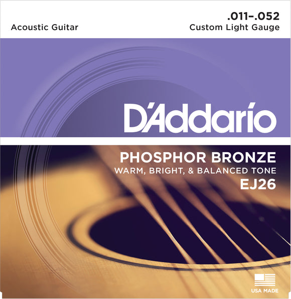 D'Addario Phosphor Bronze EJ26 - Custom Light Gauge Acoustic Set