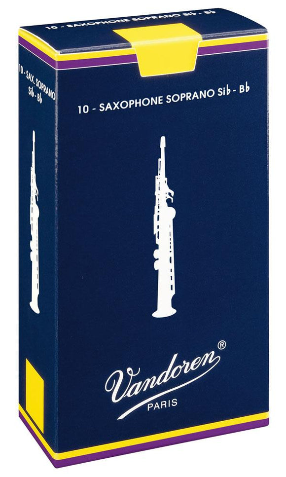 Vandoren Traditional Soprano Sax Reed - Strength 1 5 in a in a box of 10 reeds